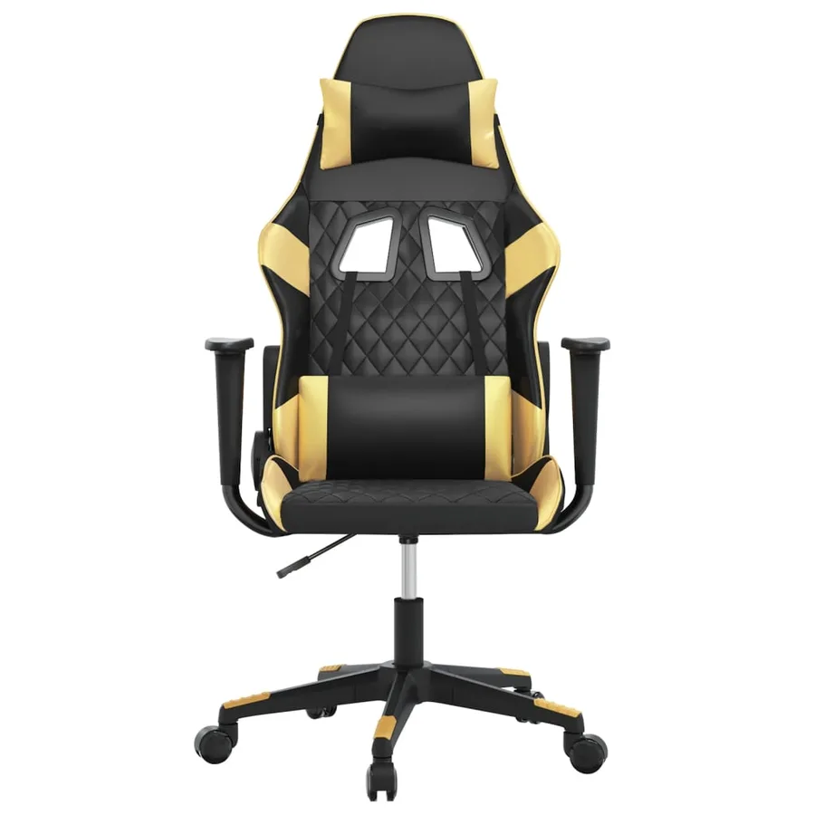 Chaise de jeu de massage Noir et doré Similicuir - 3