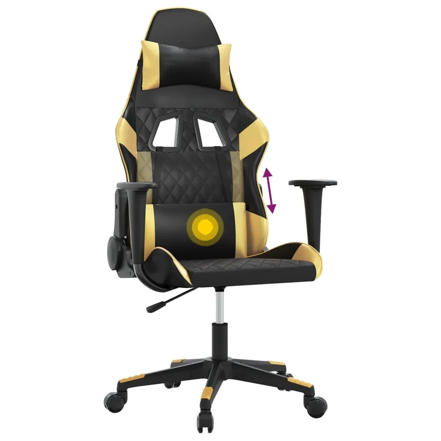 Chaise de jeu de massage Noir et doré Similicuir - 7