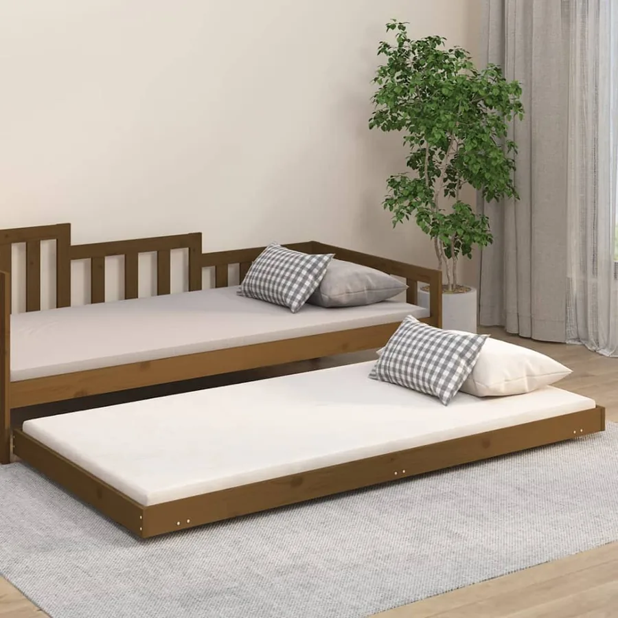 Cadre de lit sans matelas marron miel 80x200 cm bois pin massif