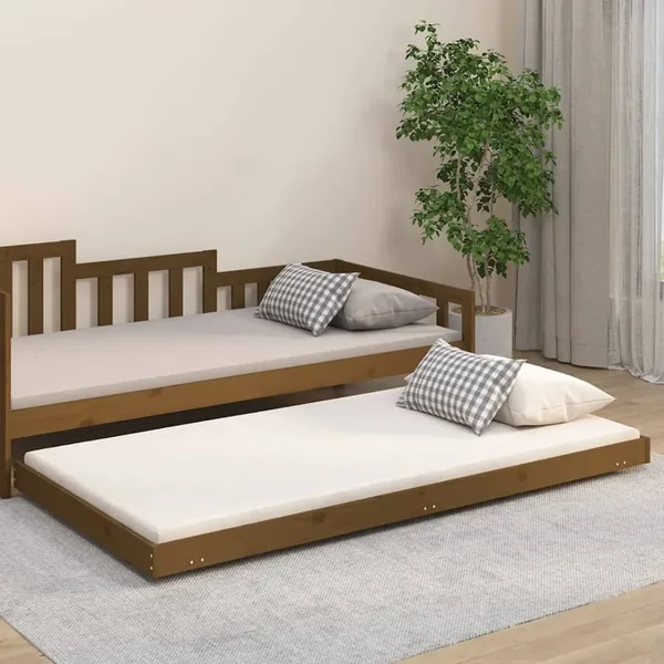 Cadre de lit sans matelas marron miel 80x200 cm bois pin massif