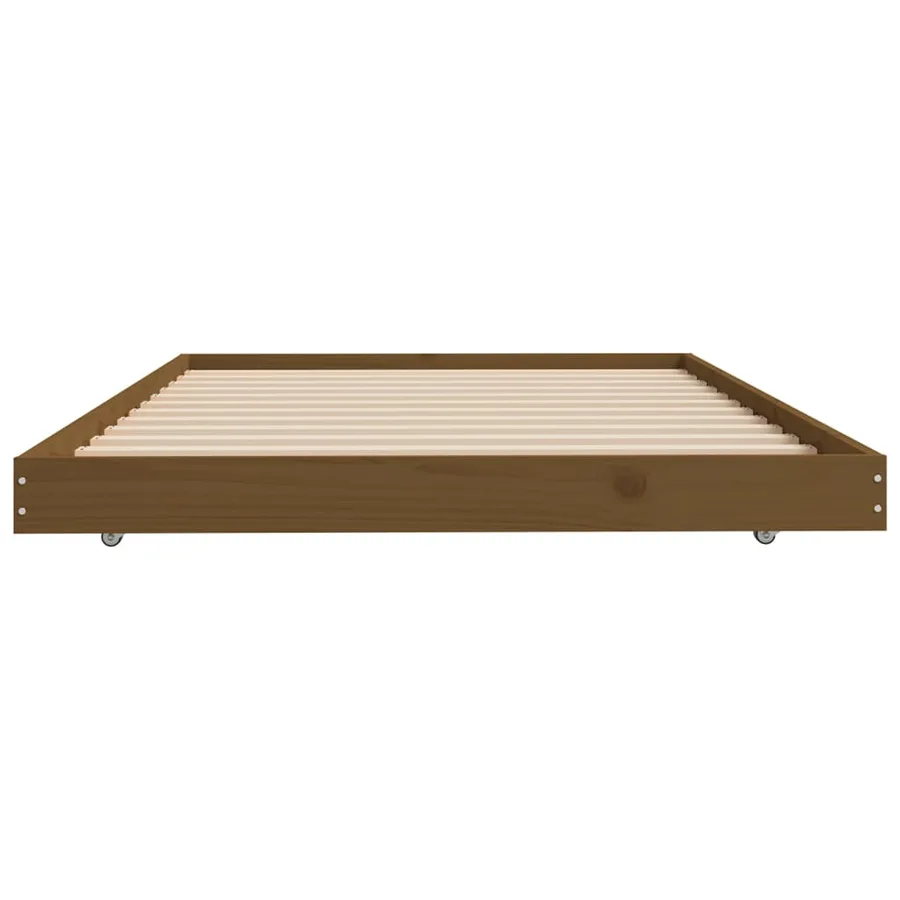 Cadre de lit sans matelas marron miel 80x200 cm bois pin massif - 6