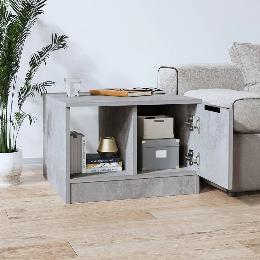 Table basse gris béton 50x50x36 cm bois d'ingénierie - 3