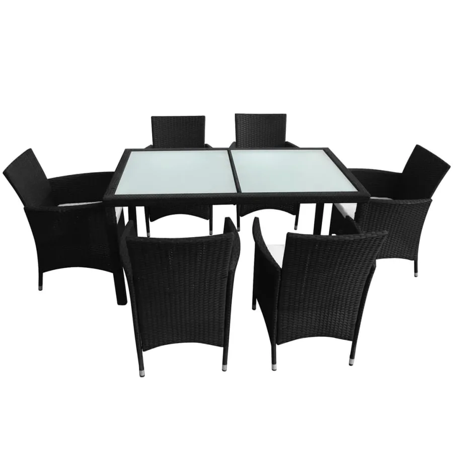 Ensemble à manger d'extérieur 7 pcs et coussins résine tressée - 3