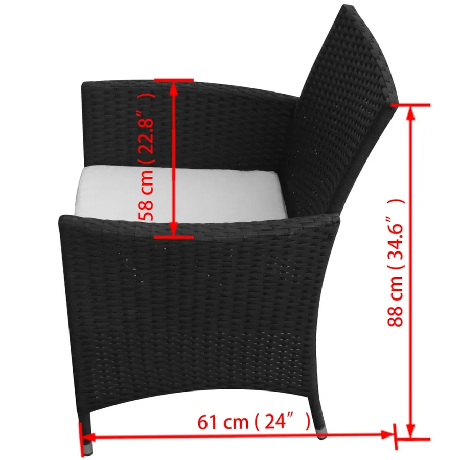 Ensemble à manger d'extérieur 7 pcs et coussins résine tressée - 8