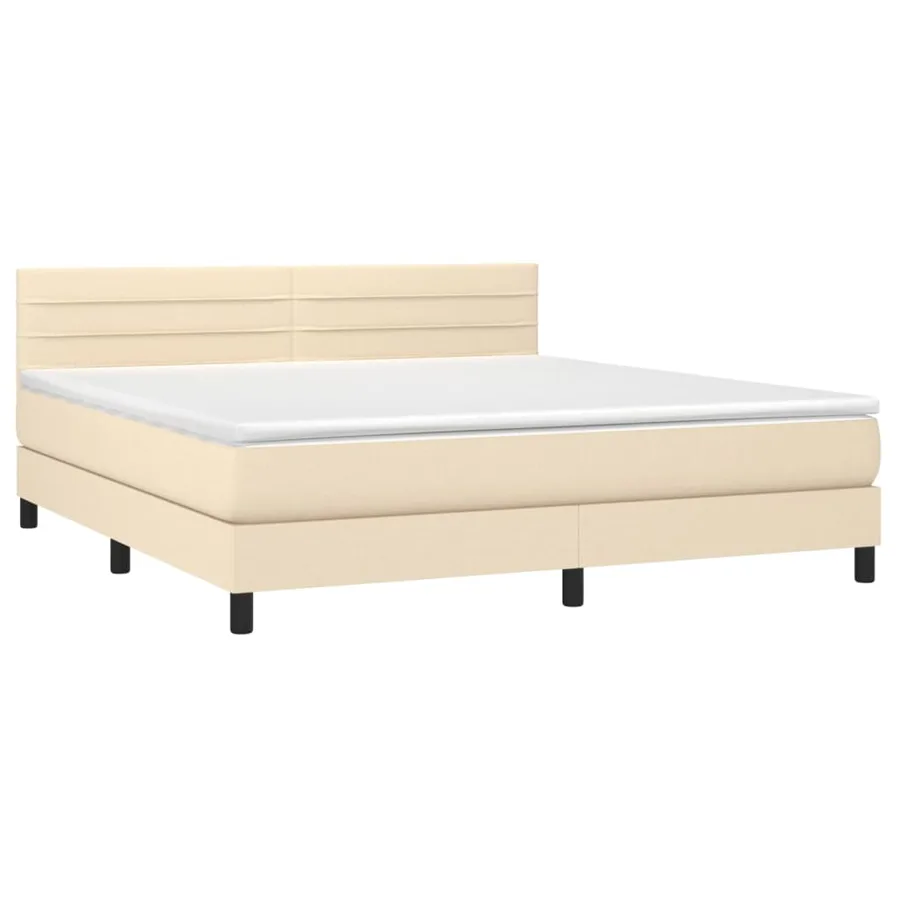 Sommier à lattes de lit avec matelas LED Crème 180x200 cm Tissu - 3
