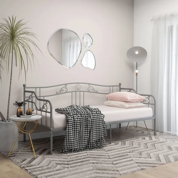 Cadre de canapé-lit sans matelas gris métal 90x200 cm