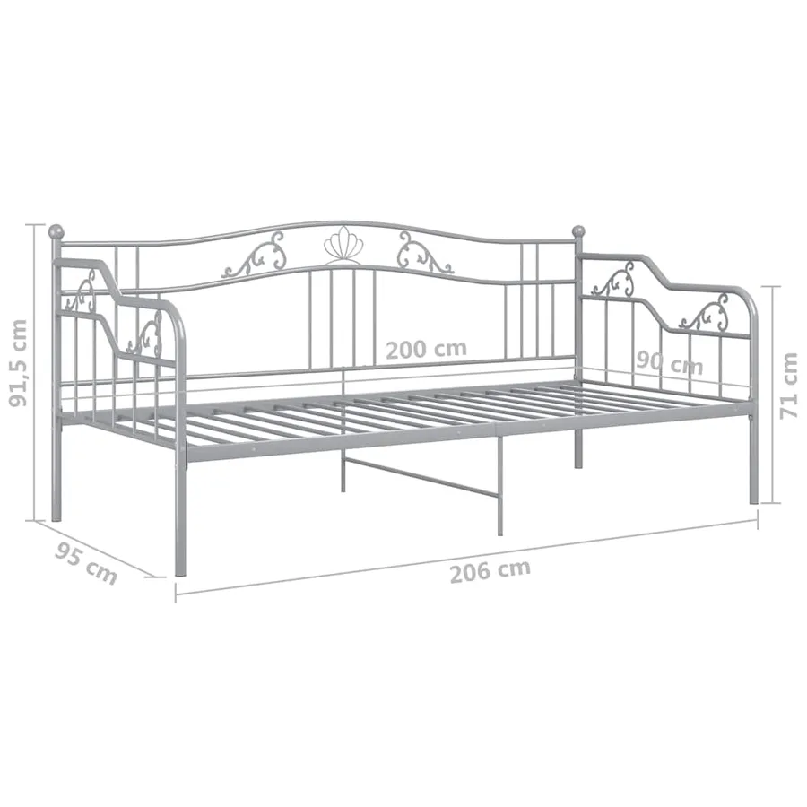 Cadre de canapé-lit sans matelas gris métal 90x200 cm - 10