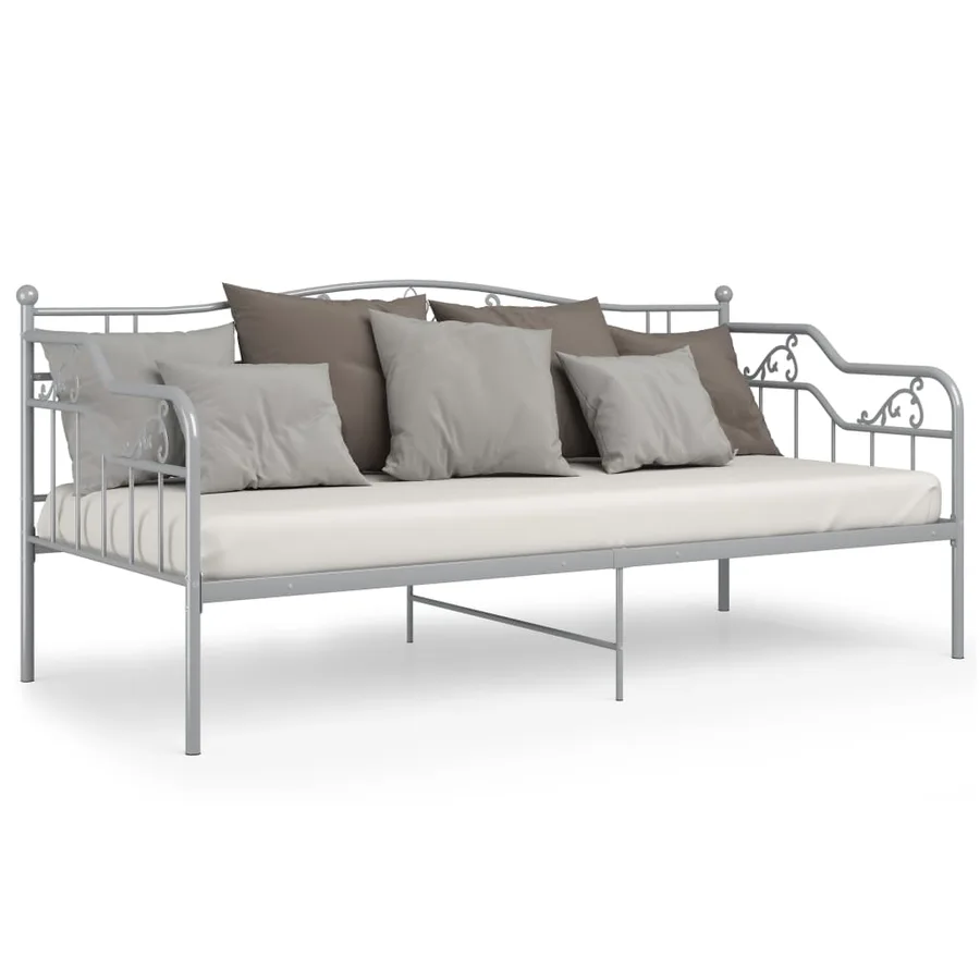 Cadre de canapé-lit sans matelas gris métal 90x200 cm - 4