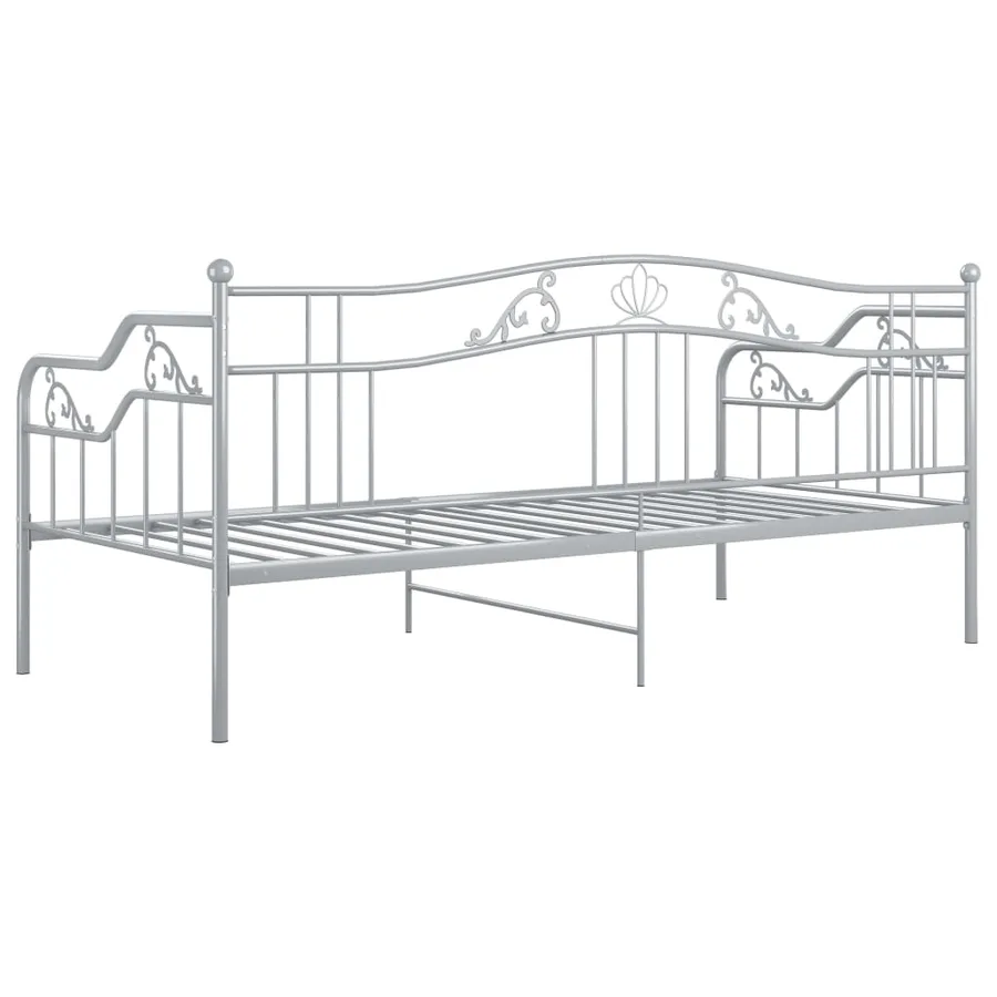 Cadre de canapé-lit sans matelas gris métal 90x200 cm - 8