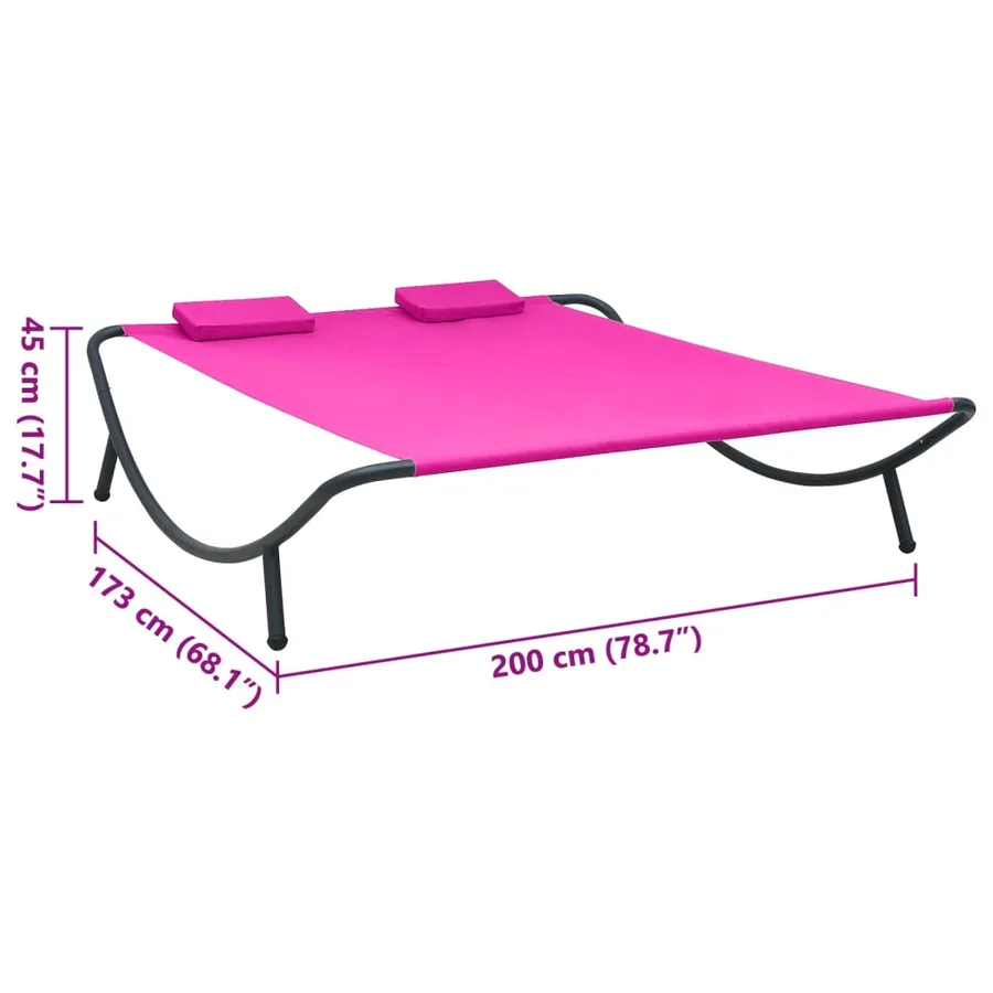Lit de repos d'extérieur tissu rose - 7
