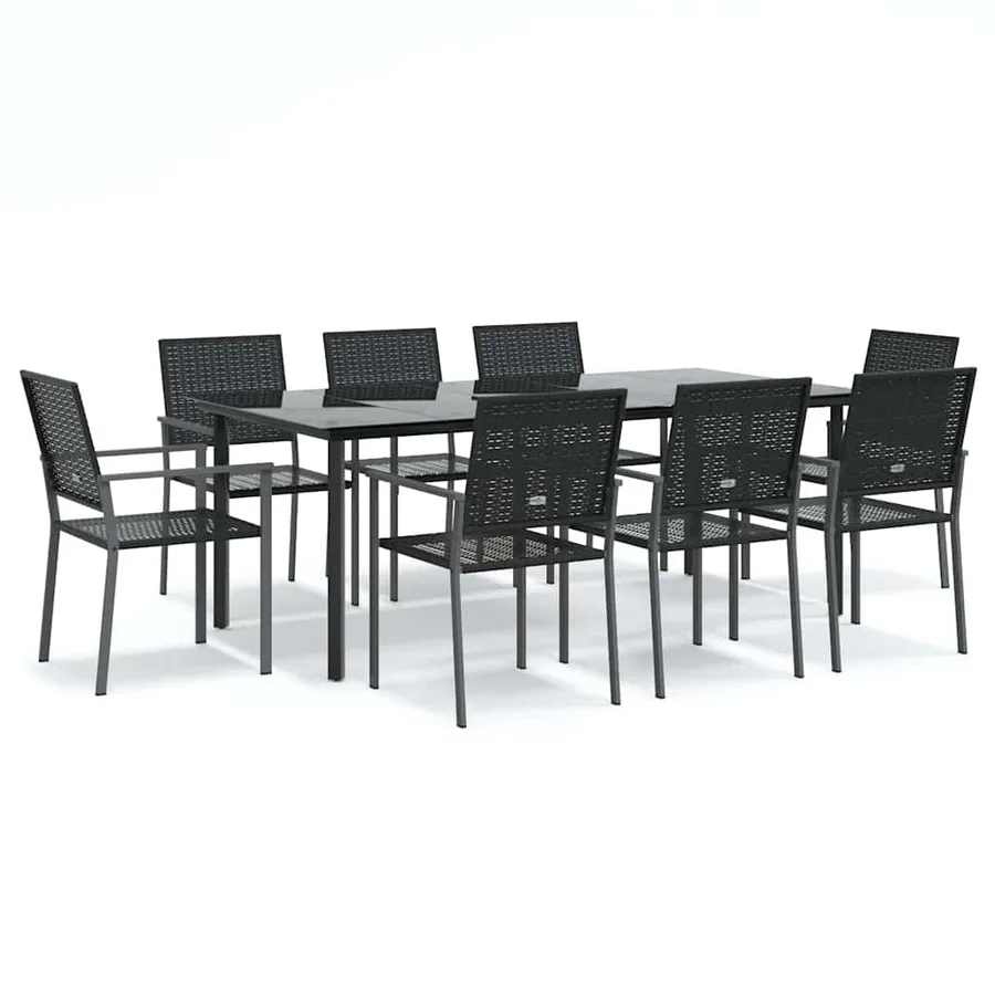 Ensemble à manger de jardin 9 pcs résine tressée acier - 2