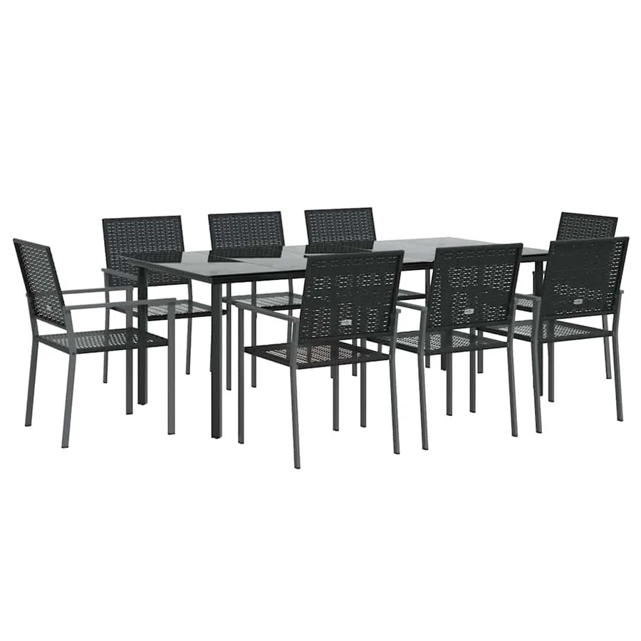 Ensemble à manger de jardin 9 pcs résine tressée acier - 3