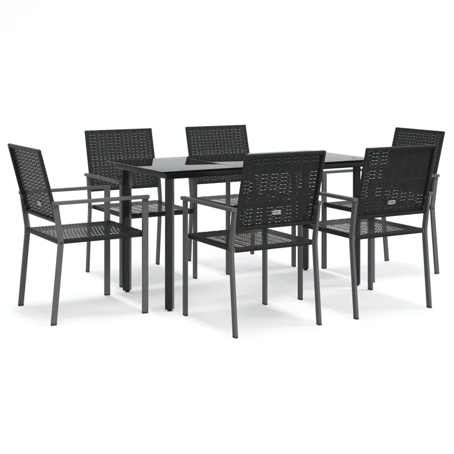Ensemble à manger de jardin 7 pcs résine tressée acier - 2