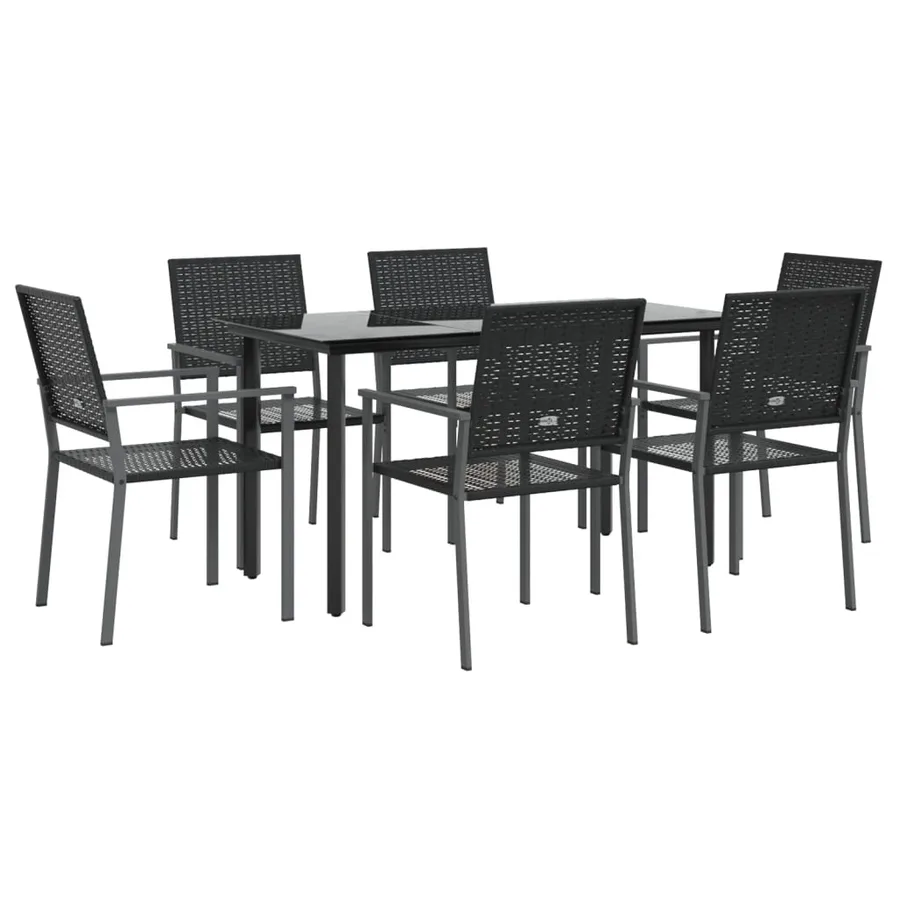 Ensemble à manger de jardin 7 pcs résine tressée acier - 3