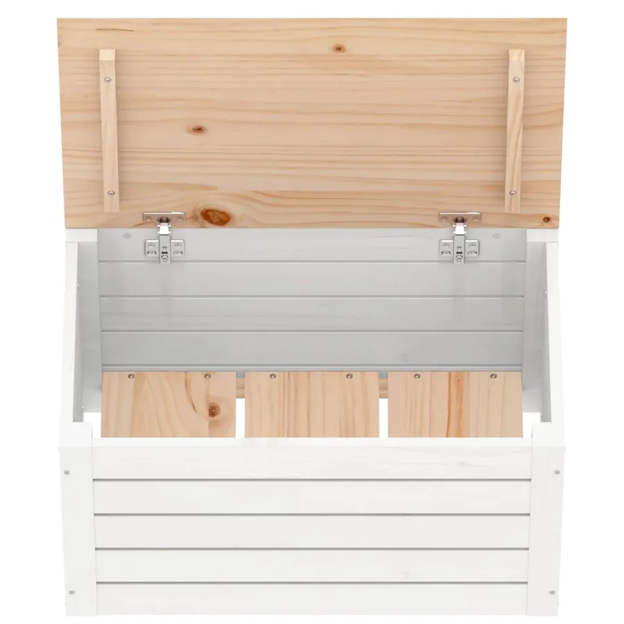Boîte de rangement Blanc 59,5x36,5x33 cm Bois massif de pin - 7