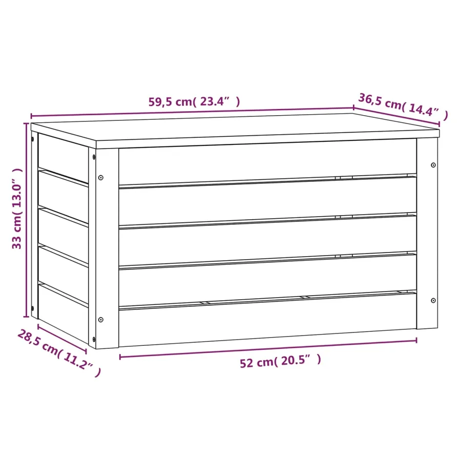 Boîte de rangement Blanc 59,5x36,5x33 cm Bois massif de pin - 8