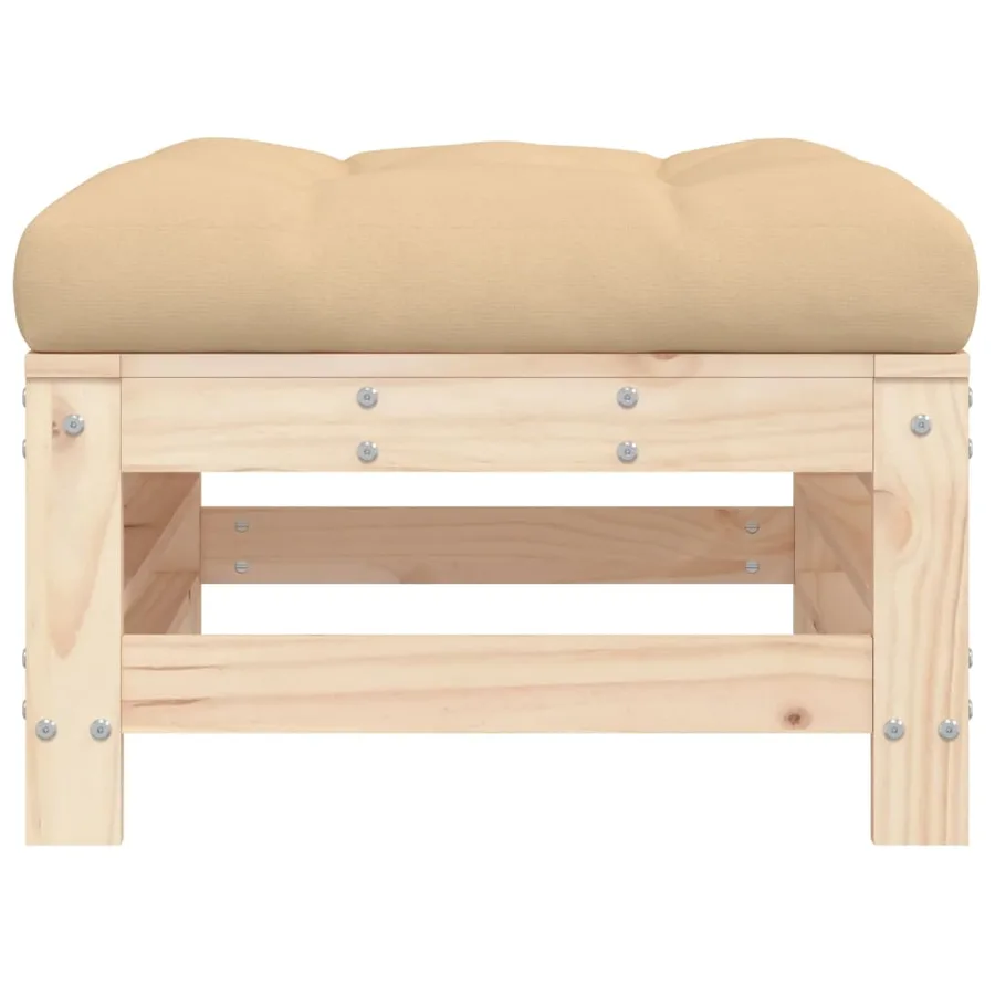 Repose-pied de jardin avec coussin bois de pin massif - 3