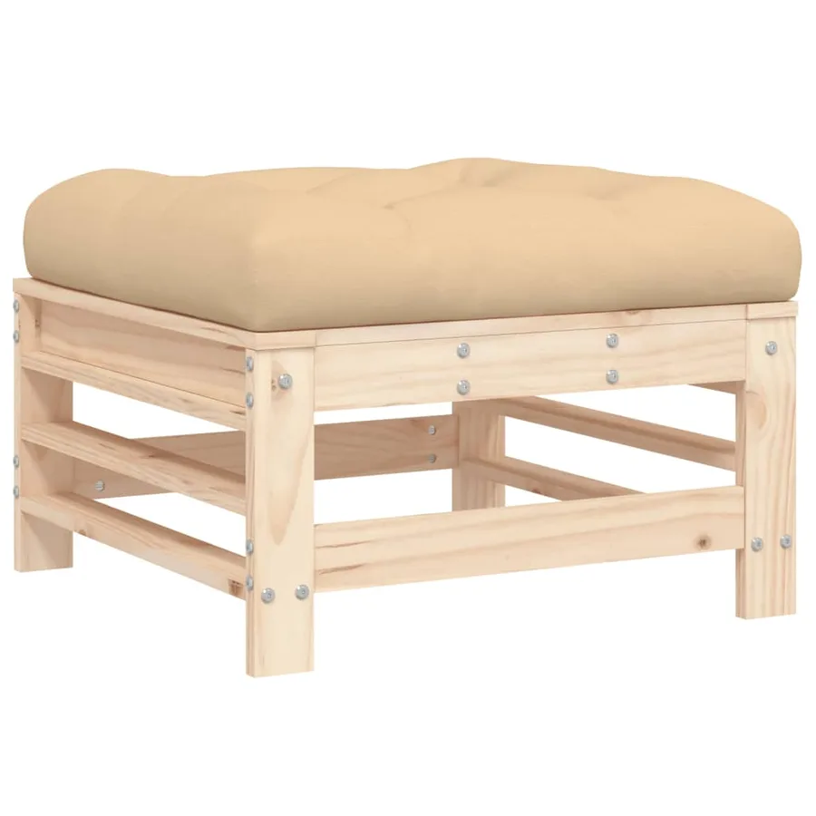 Repose-pied de jardin avec coussin bois de pin massif - 5