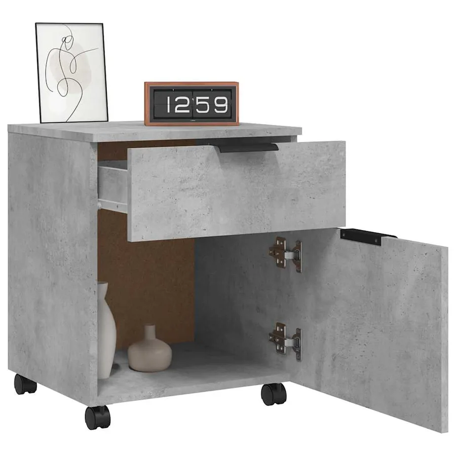 Classeur mobile avec roues Gris béton 45x38x54 cm - 8