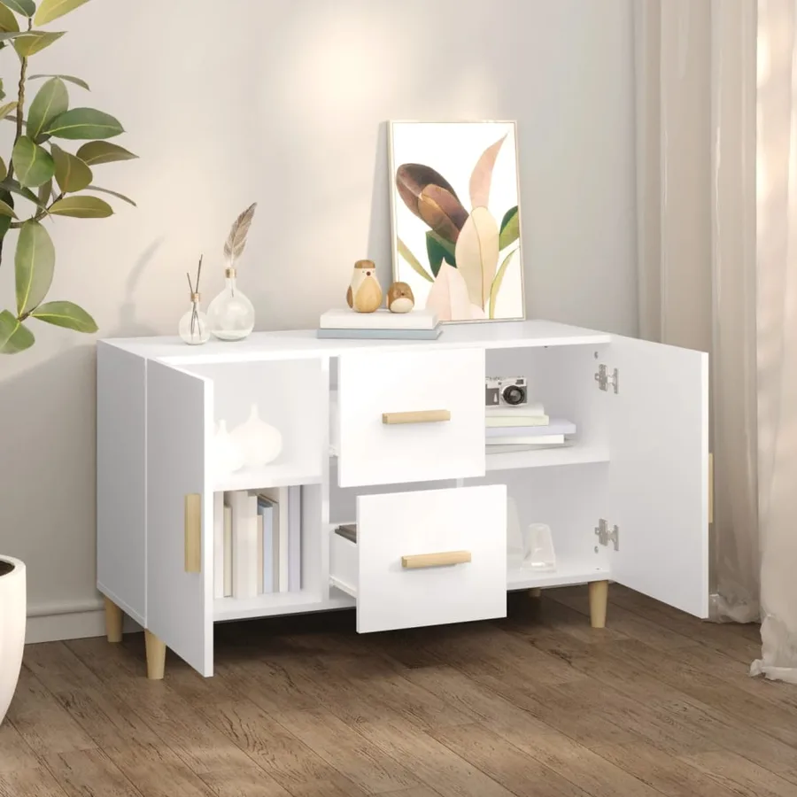 Buffet blanc 100x36x60 cm bois d'ingénierie - 7