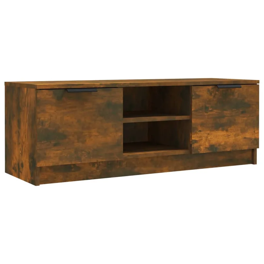 Meuble TV Chêne fumé 102x35x36,5 cm Bois d'ingénierie - 2