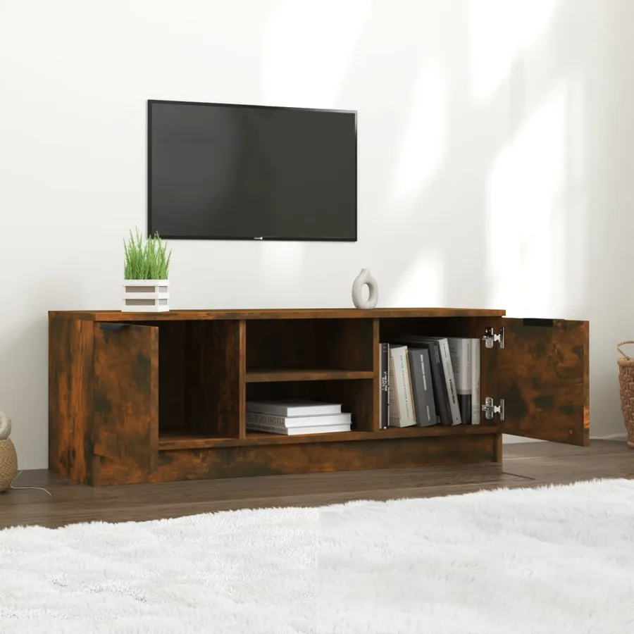 Meuble TV Chêne fumé 102x35x36,5 cm Bois d'ingénierie - 6