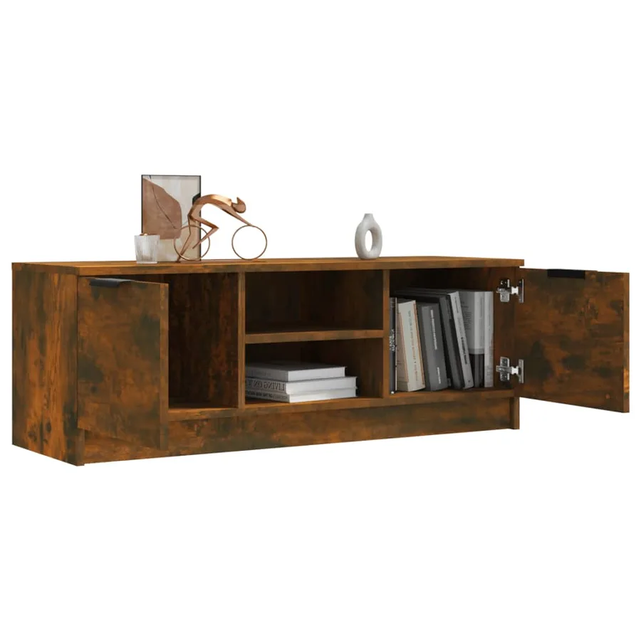 Meuble TV Chêne fumé 102x35x36,5 cm Bois d'ingénierie - 7