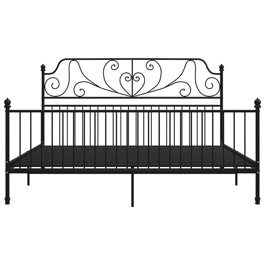 Cadre de lit sans matelas noir métal 200x200 cm - 3