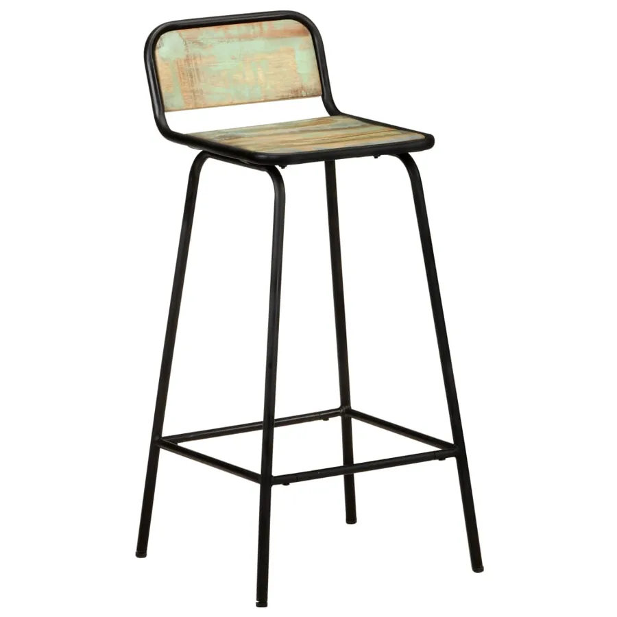 Chaises de bar lot de 2 bois de récupération solide - 2