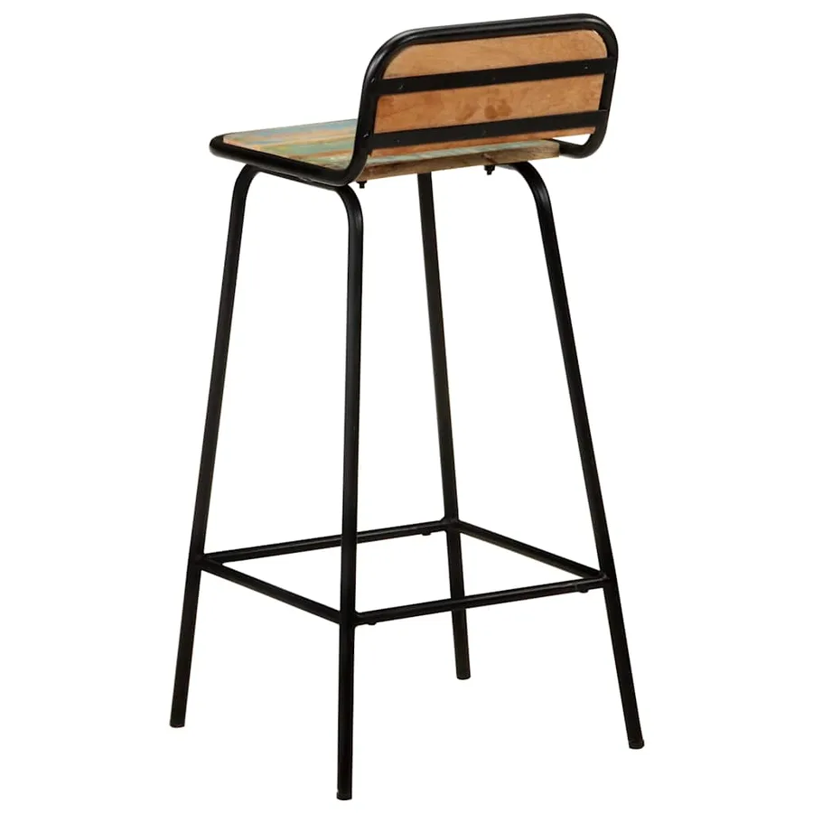 Chaises de bar lot de 2 bois de récupération solide - 4