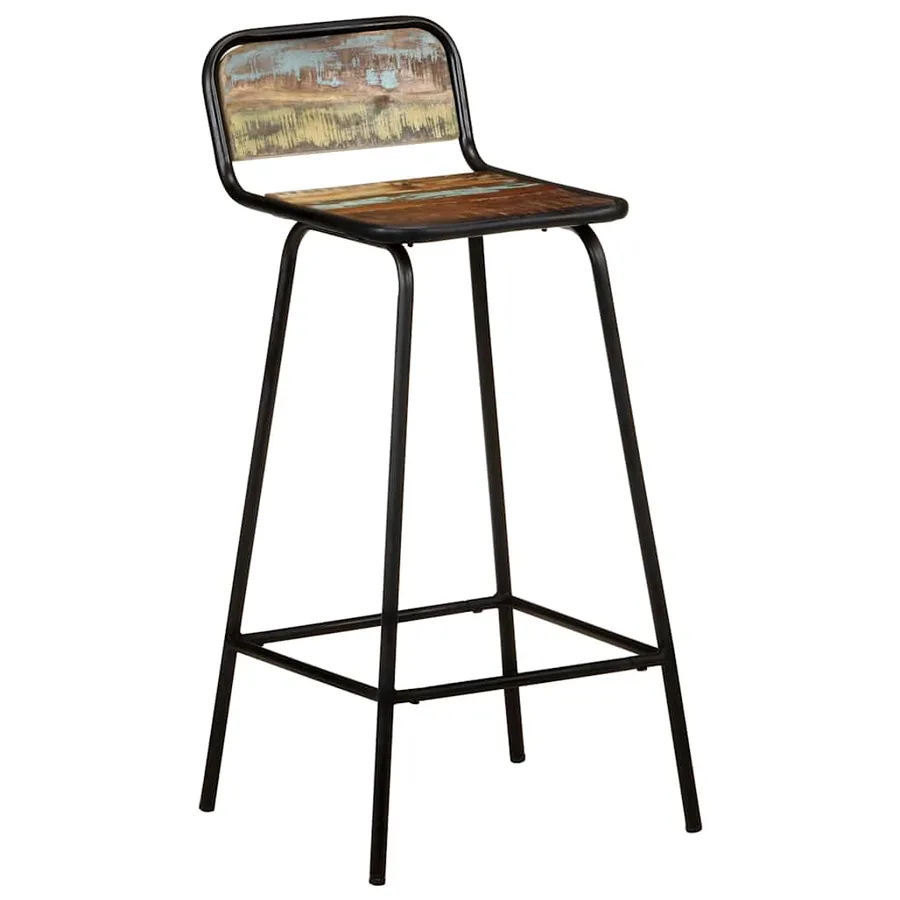 Chaises de bar lot de 2 bois de récupération solide - 8