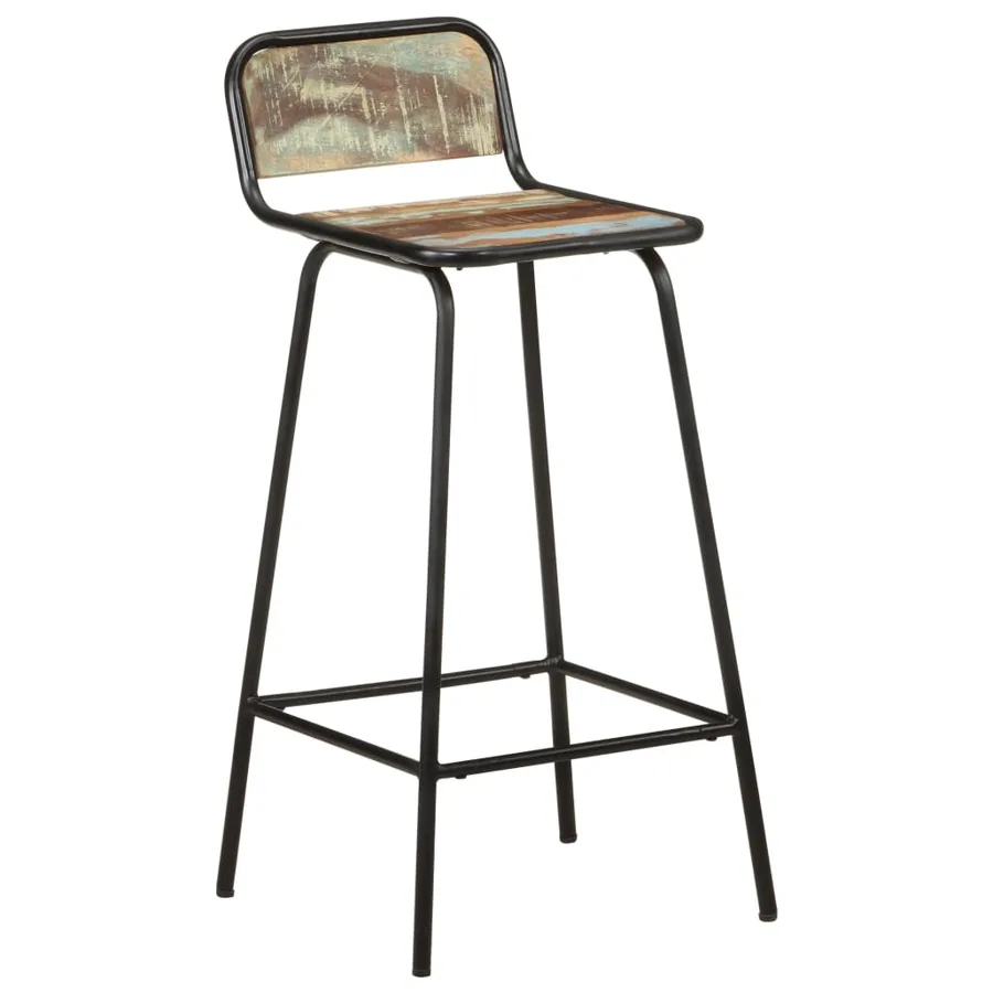 Chaises de bar lot de 2 bois de récupération solide - 9