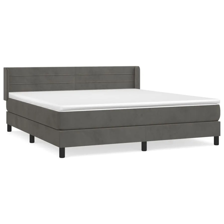 Sommier à lattes de lit et matelas Gris foncé 180x200cm Velours - 2