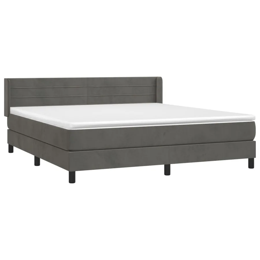 Sommier à lattes de lit et matelas Gris foncé 180x200cm Velours - 3