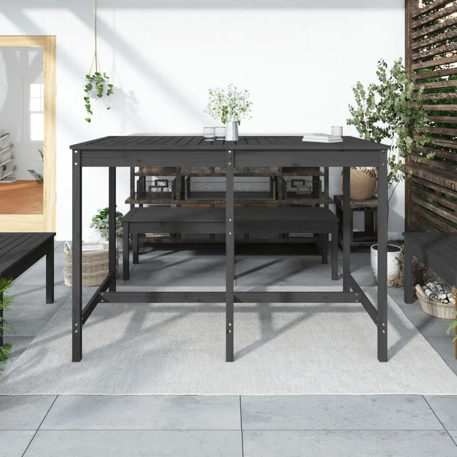 Table de jardin gris 159,5x82,5x110 cm bois massif de pin - 3