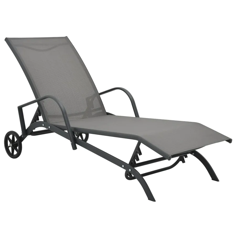 Chaises longues lot de 2 avec table Textilène et acier - 2