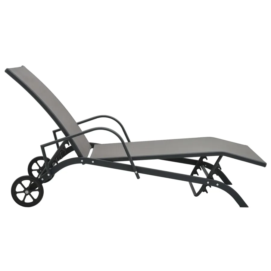 Chaises longues lot de 2 avec table Textilène et acier - 4