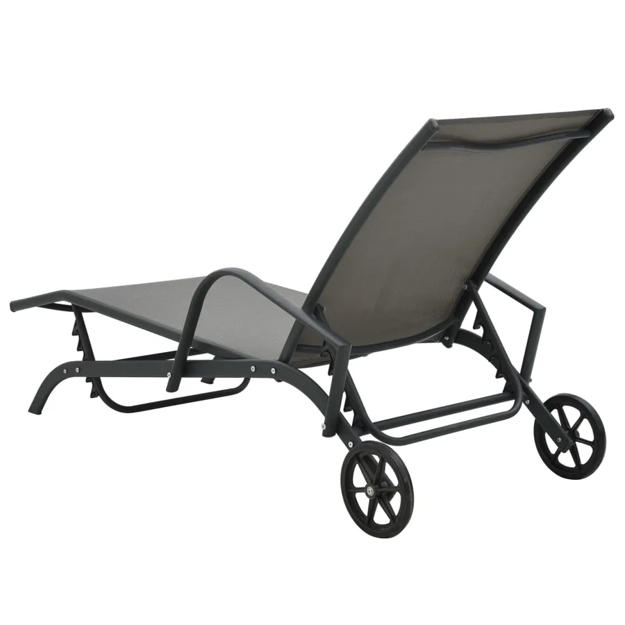 Chaises longues lot de 2 avec table Textilène et acier - 6