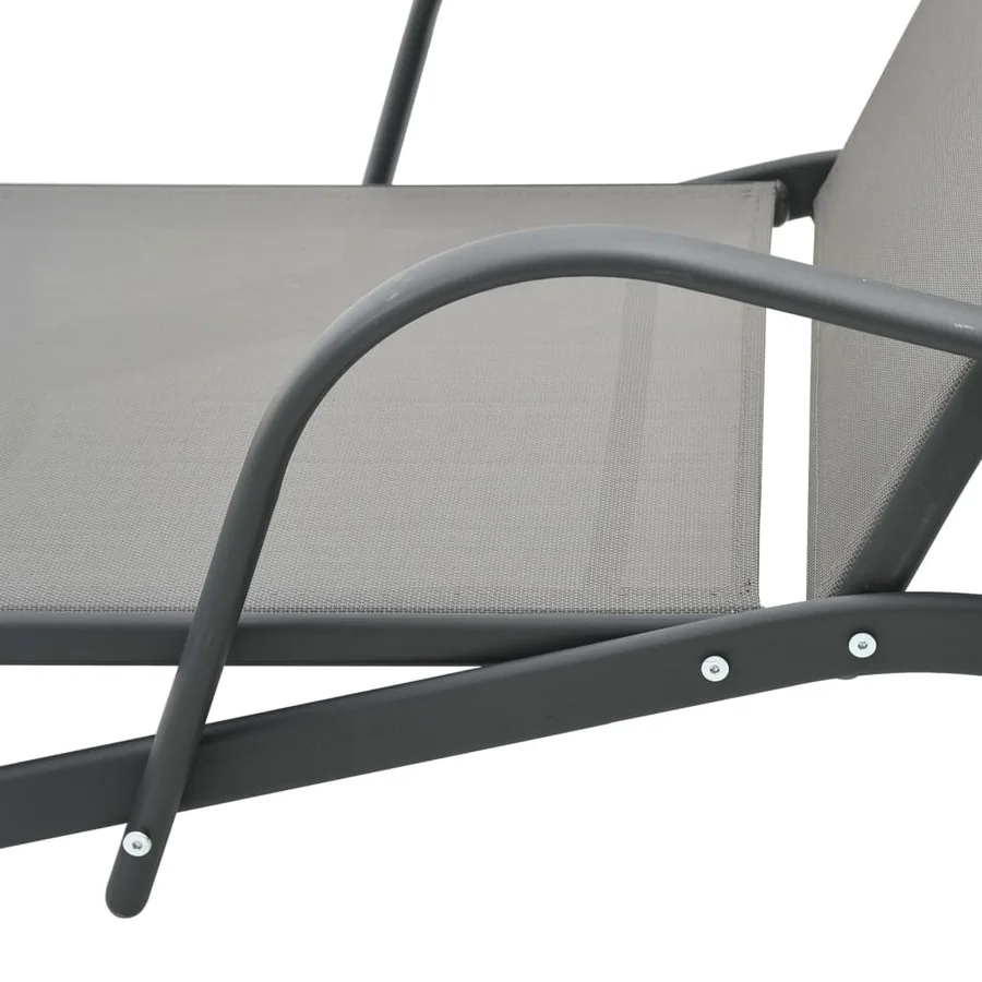 Chaises longues lot de 2 avec table Textilène et acier - 7