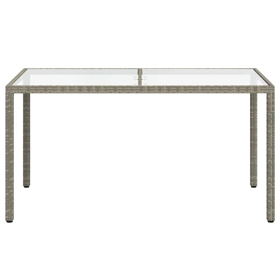 Table de jardin 150x90x75 cm Verre trempé et poly rotin Gris - 3