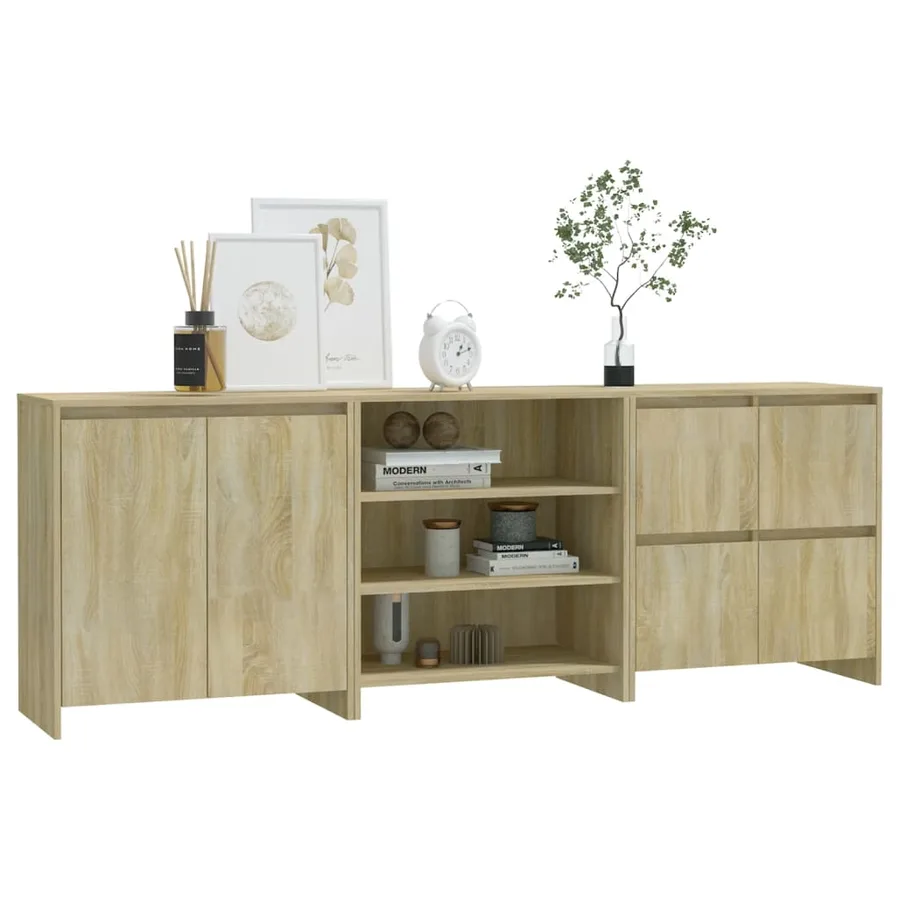 Buffets 3 pcs Chêne sonoma Bois d'ingénierie - 6