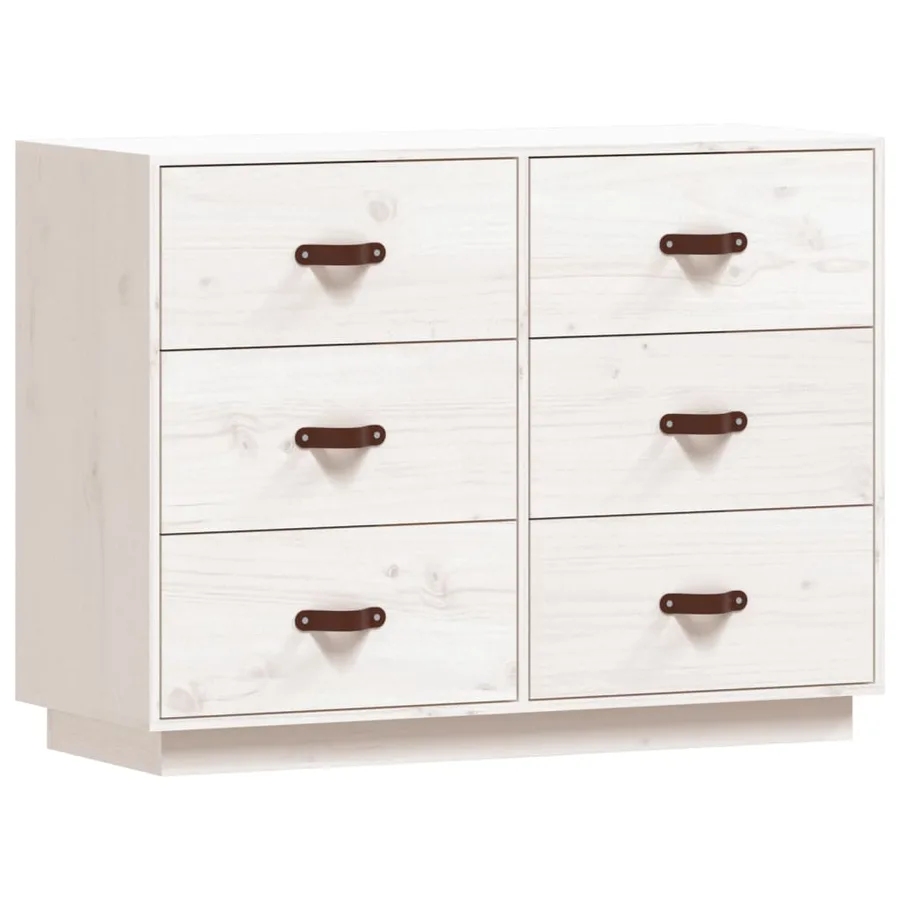 Buffet Blanc 100x40x75 cm Bois massif de pin - 2