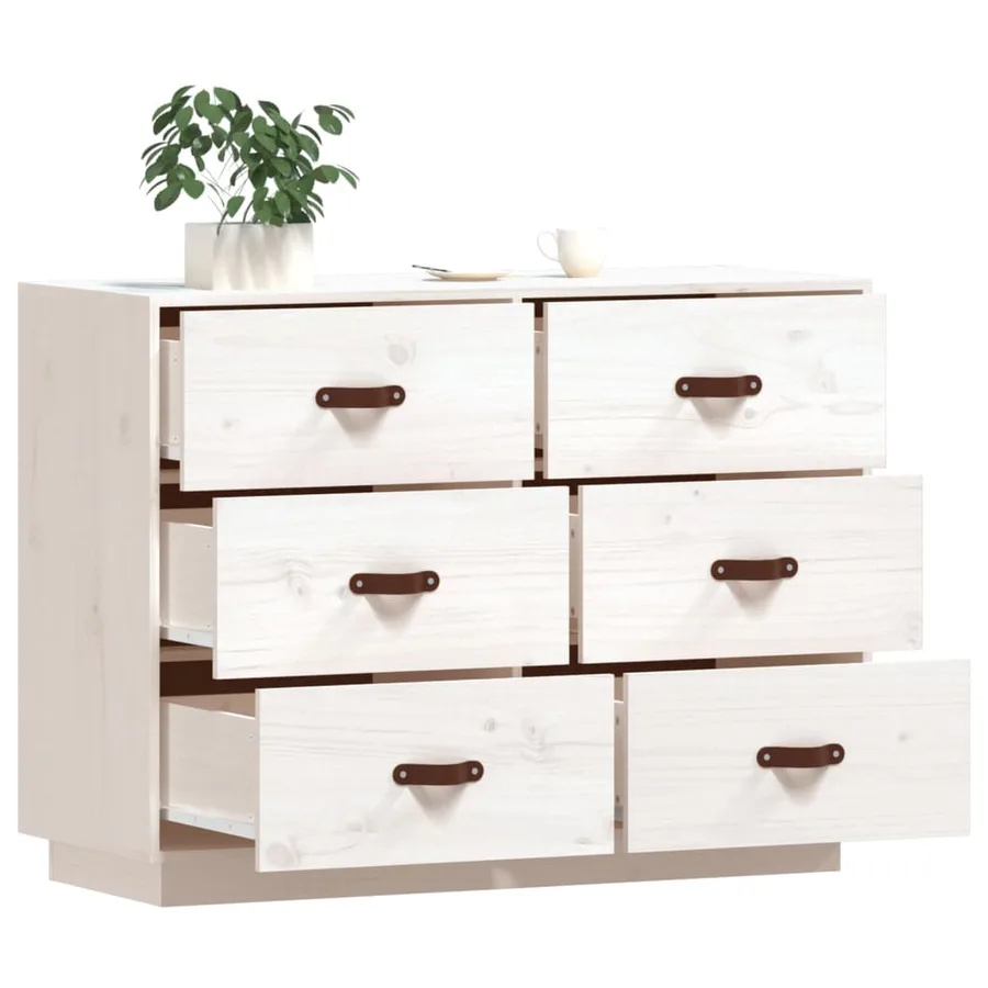 Buffet Blanc 100x40x75 cm Bois massif de pin - 4