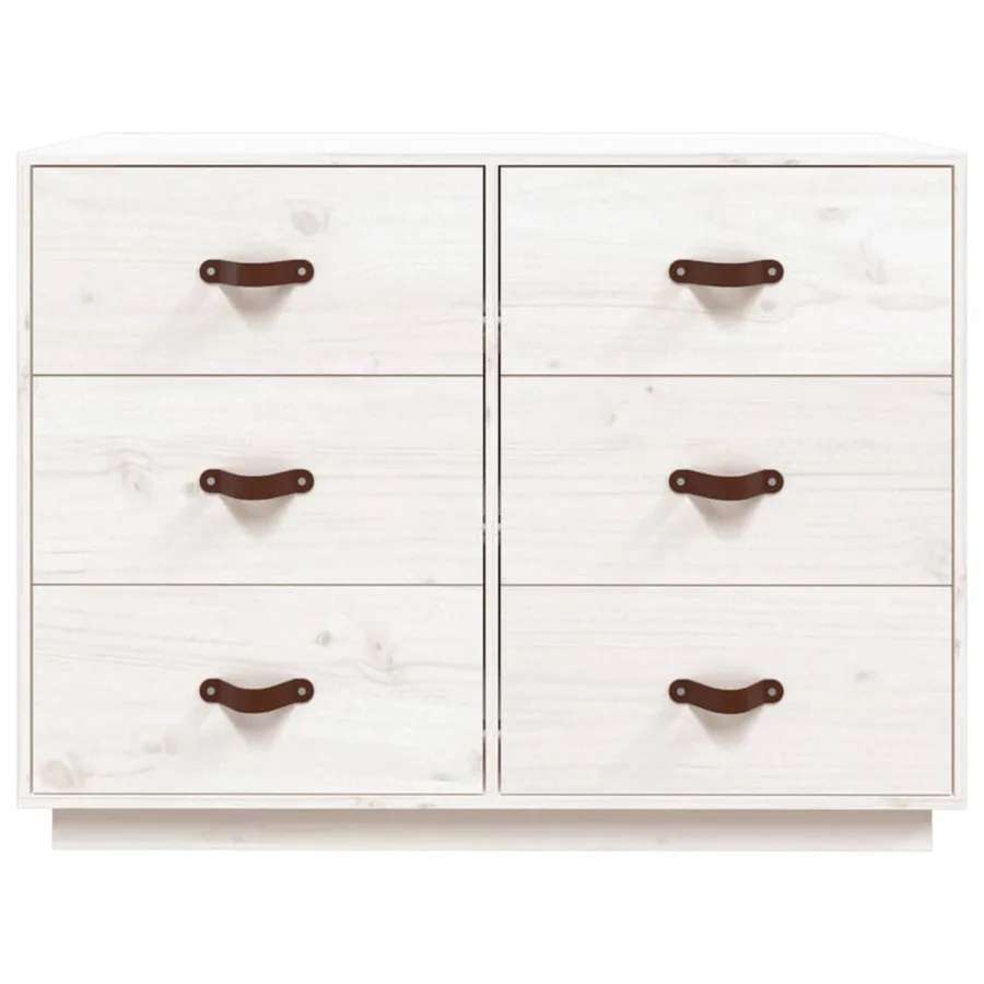 Buffet Blanc 100x40x75 cm Bois massif de pin - 5