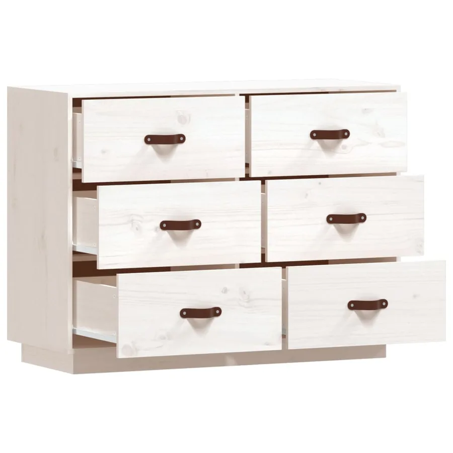 Buffet Blanc 100x40x75 cm Bois massif de pin - 6