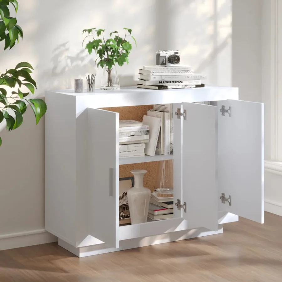 Buffet blanc 92x35x75 cm bois d’ingénierie - 3