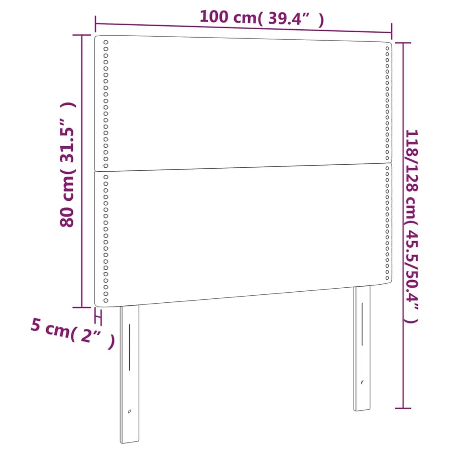 Tête de lit à LED Gris clair 100x5x118/128 cm Tissu - 6