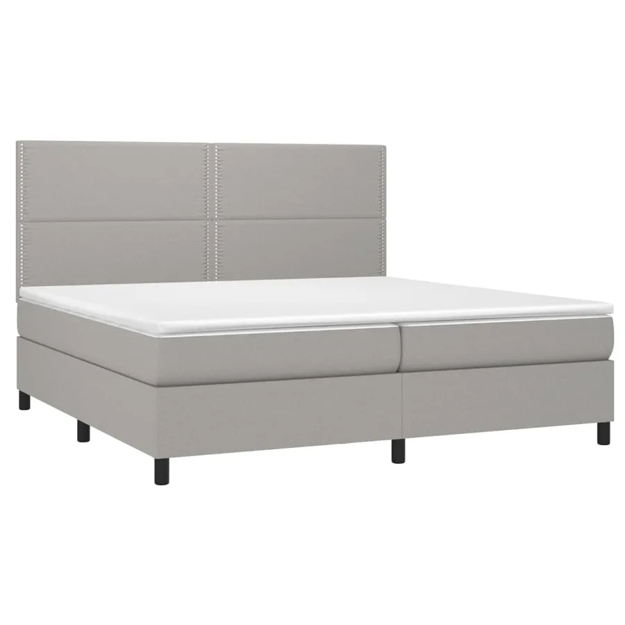 Sommier à lattes de lit et matelas et LED Gris clair 200x200 cm - 3