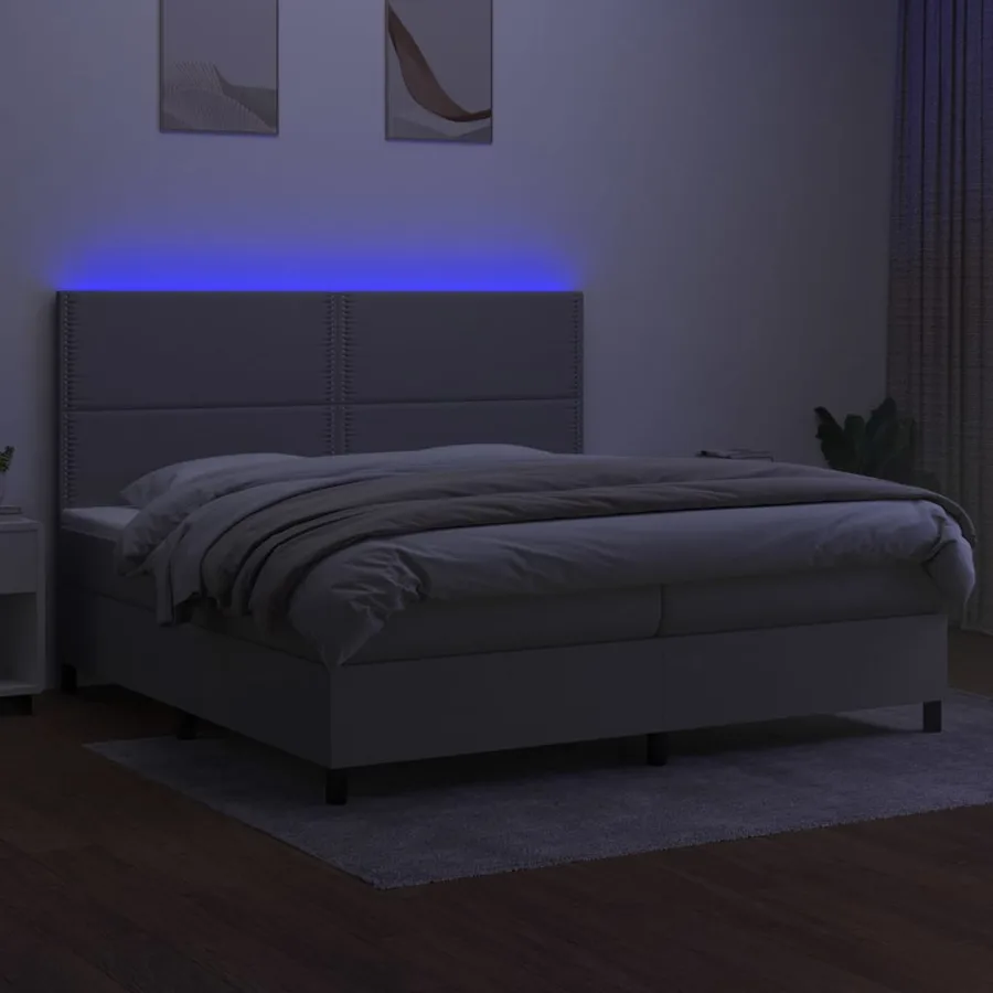 Sommier à lattes de lit et matelas et LED Gris clair 200x200 cm - 4