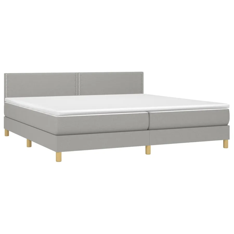 Sommier à lattes de lit avec matelas Gris clair 200x200cm Tissu - 3